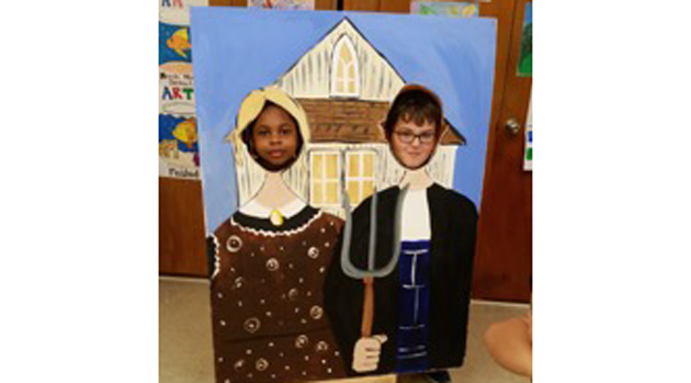Second graders learn about Grant Wood